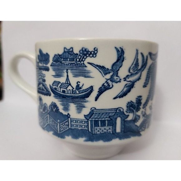 Churchill Blue Willow England Vintage Stackable Tea Cup Coffee Mug, vintage - Picture 2 of 7